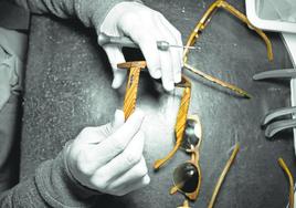 The manufacturing process for a pair of glasses at Laveta Eyewear.