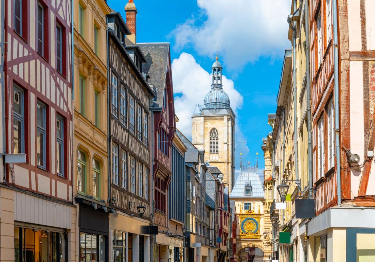 Rue du Gros-Horloge, with its famous astronomical clock.