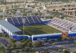 Mockup of the modular stadium Zaragoza will use.