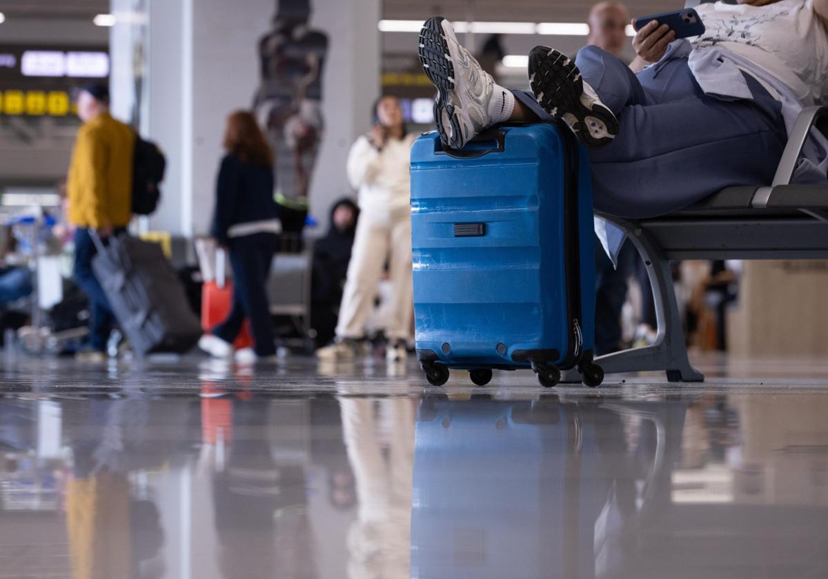 Taking a break at the airport before departure.