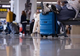 Taking a break at the airport before departure.
