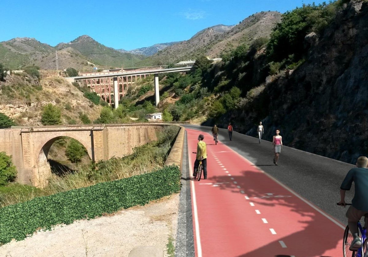 An image of how the bike lane will look once completed.
