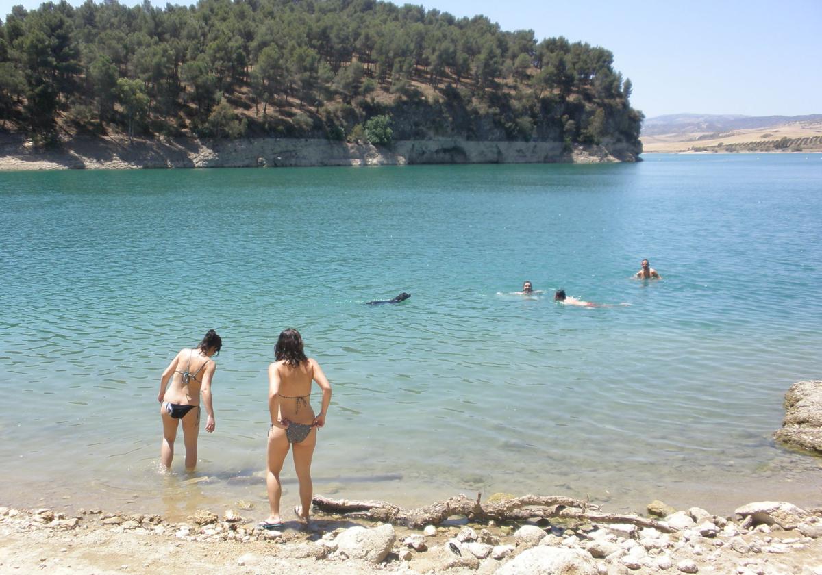 An inland beach.