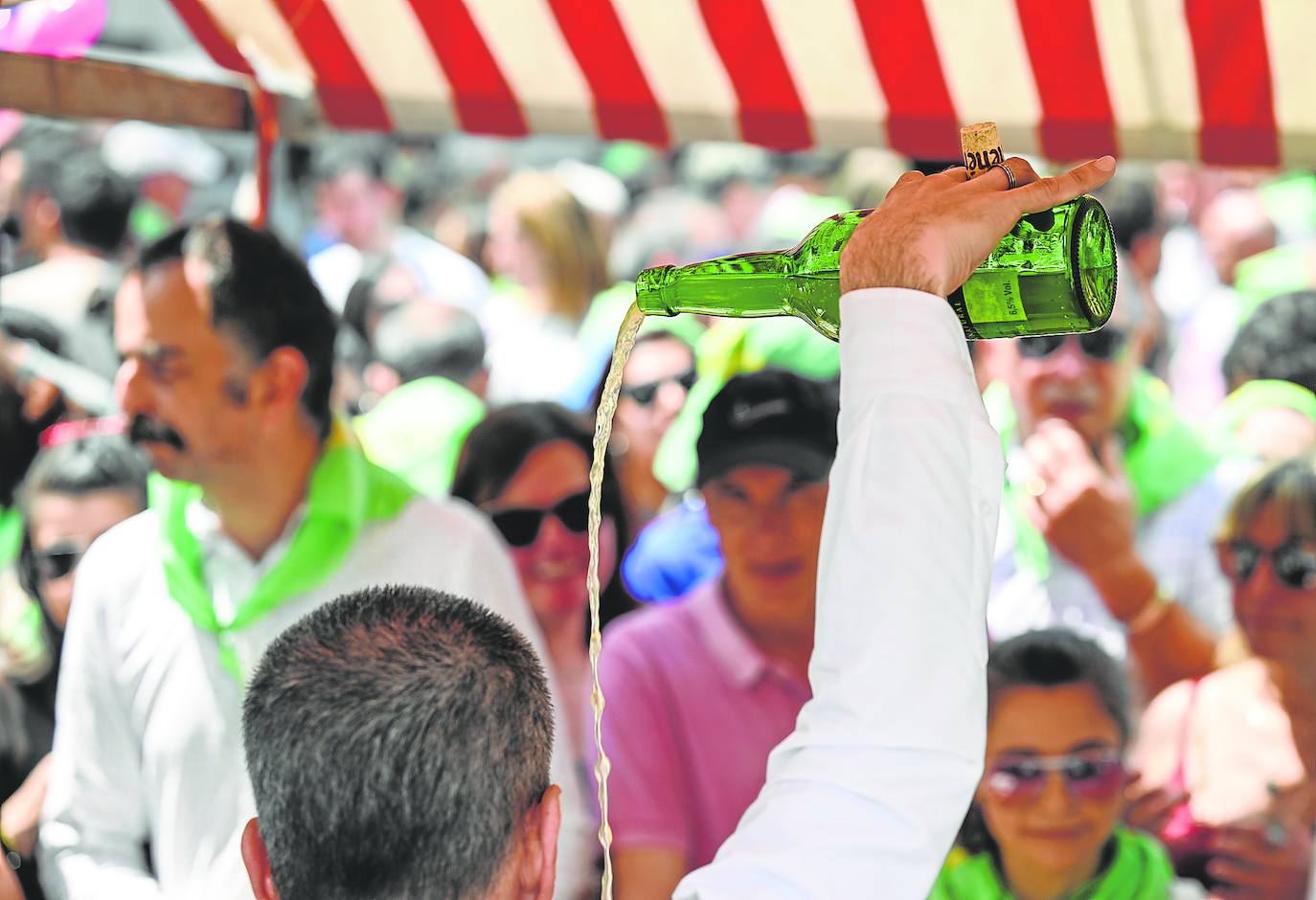 Pouring cider the traditional way in Asturias.
