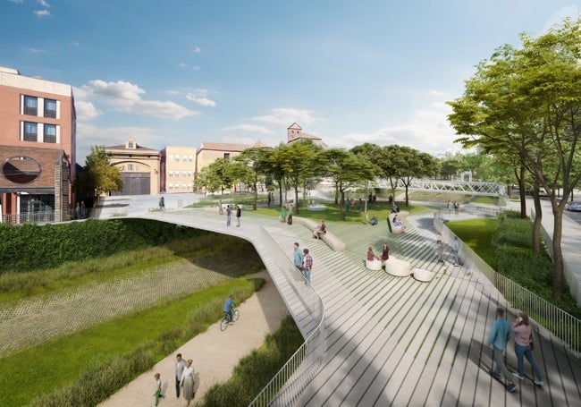 Recreation of the bridge in Plaza de Santo Domingo.